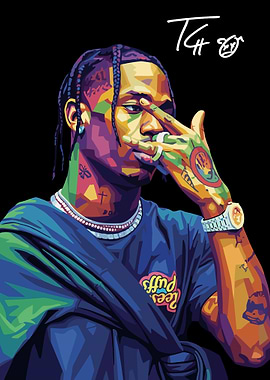 Travis Scott Colorful Portrait