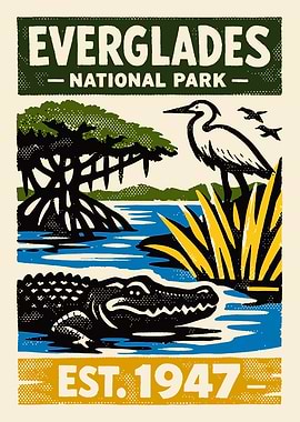 Everglades National Park Vintage Poster