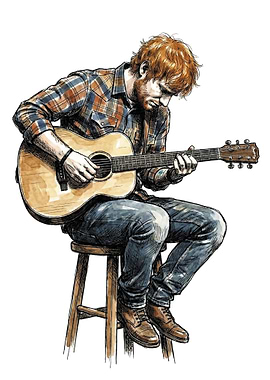 Ed Sheeran playing guitar illustration