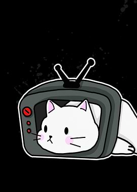 Cat in TV Cartoon Illustration