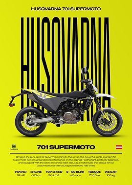 Husqvarna 701 Supermoto Motorcycle Poster