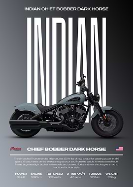 Indian Chief Bobber Dark Horse Motorcycle Poster