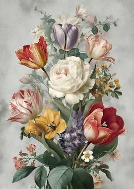 Floral Still Life Painting with Tulips