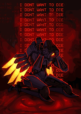 Ultrakill Robot with Wings in Red Light