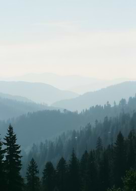 Misty Mountain Range Landscape