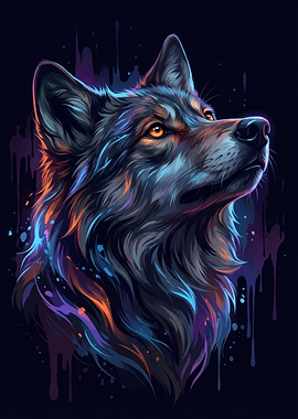 Neon Wolf Portrait