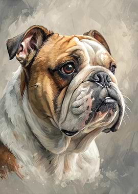 Bulldog Portrait Painting