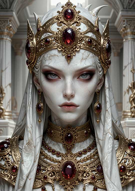Marble Queen with Ruby Jewelry