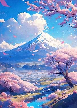 Mount Fuji with Cherry Blossoms