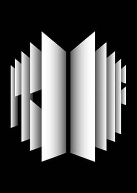 Abstract White Geometric Shape on Black BTS proof