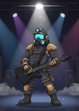 Post-Apocalyptic Rocker with Guitar