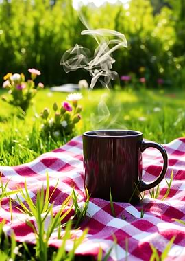 Coffee on a Picnic Blanket