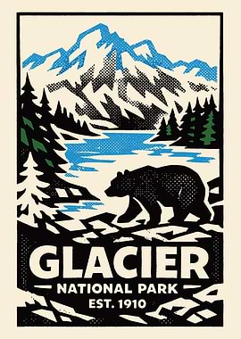 Glacier National Park Vintage Poster