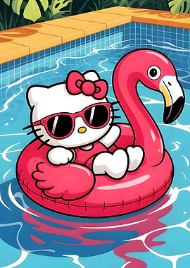 Kitty Flamingo Pool Float