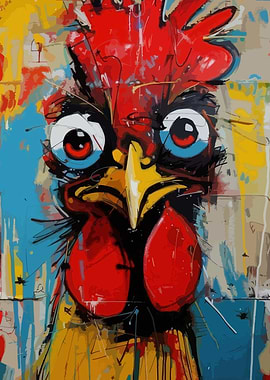 Abstract Rooster Painting