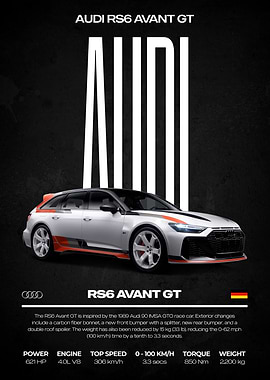 Audi RS6 Avant GT Car Poster