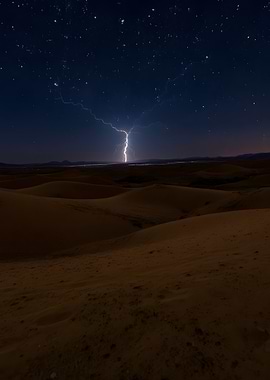 Desert Lightning at Night