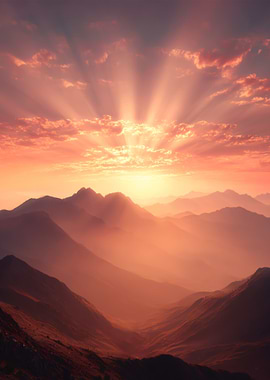 Mountain Range at Sunset