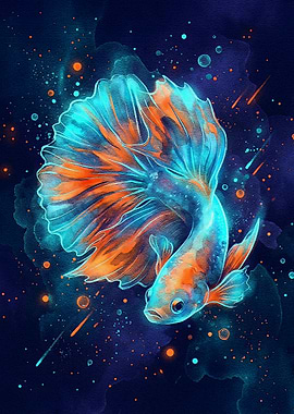 Elegant Betta Fish Watercolor Art