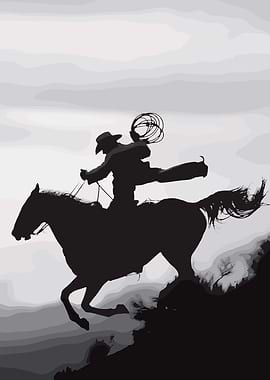 Cowboy on Horseback Silhouette