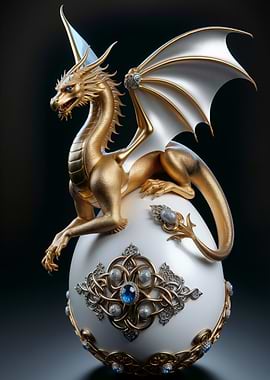 Golden Dragon on Jeweled Egg