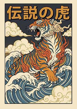 Legendary Tiger in Japanese Art Style
