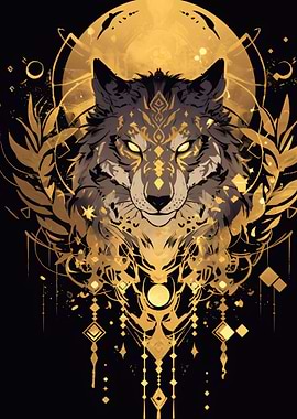 Golden Wolf Digital Art