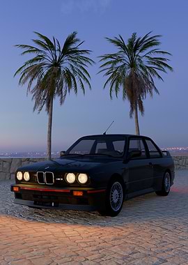 BMW E30 M3 under Palm Trees
