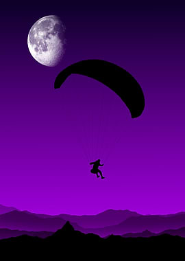 Paragliding under the Moon