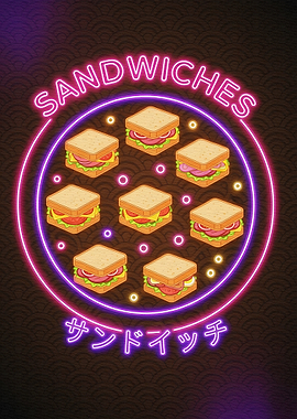 Sandwiches Neon Sign Japanese Style