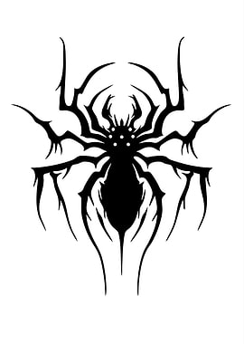 Black Spider Silhouette on White Background