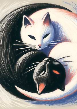 Yin Yang Cats Art