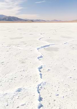 Cracked White Salt Flat Landscape