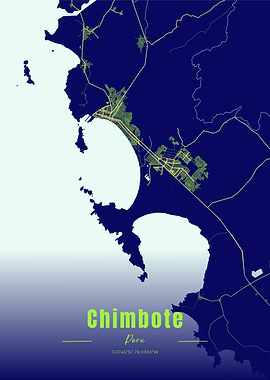 Chimbote, Peru Map Art