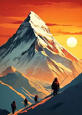 Mountain Climbing Adventure Illustration