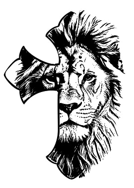 Lion and Cross Black and White