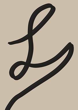 Abstract Black Line Art on Beige