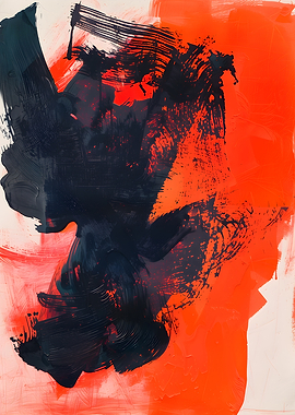 Abstract Painting: Red and Black Strokes
