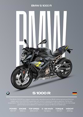 BMW S 1000 R Motorcycle Poster