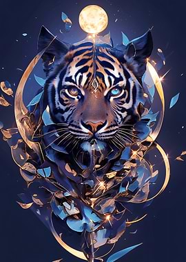 Abstract Tiger with Moon