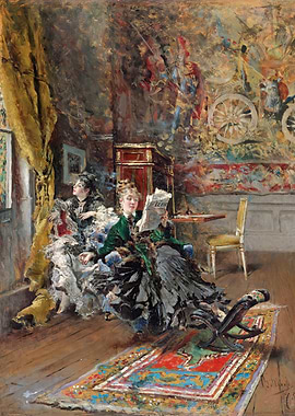 Elegant Ladies in an Ornate Room