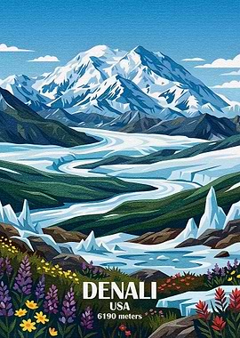Denali National Park Travel Poster