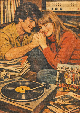 Vintage Couple Listening to Records