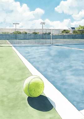 Tennis ball on the court