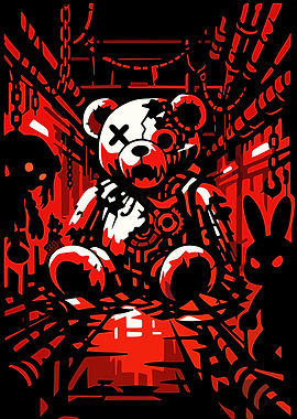 Creepy Teddy Bear in Dark Room