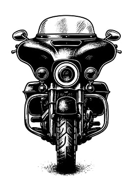 Black and White Motorcycle Illustration