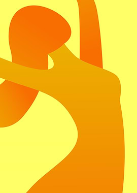 Radiant Joy: Minimalist Yellow Abstract Woman Silhouette