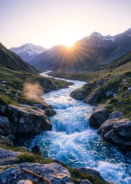 Mountain River at Sunrise