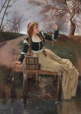 Young Woman with Pearls by Water