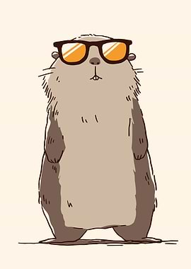 Cool Cartoon Groundhog with Sunglasses